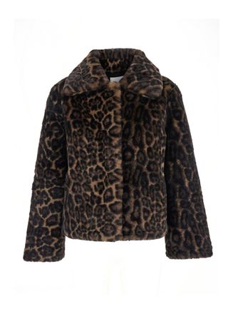 Apparis Brown Fur Coat With All-Over Leopard Print In Faux Fur Woman