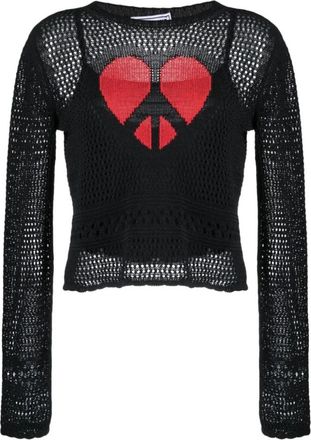 Moschino Stijlvolle Trui - Dames - Ronde hals truien - Zwart - S - Katoen - Truien & Vesten