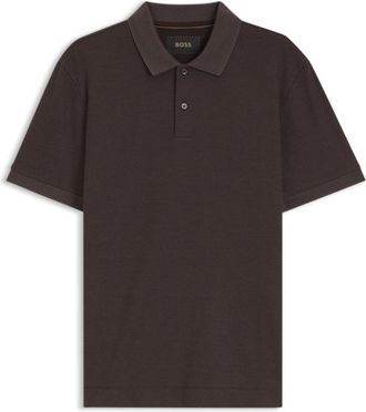 BOSS Knit polo shirt in two-tone cotton