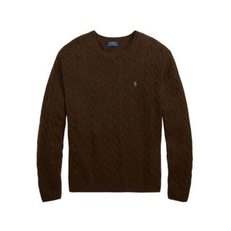 Polo Ralph Lauren Round-neck Knitwear, male, Brown, Size: XL Long Sleeve-Pullover