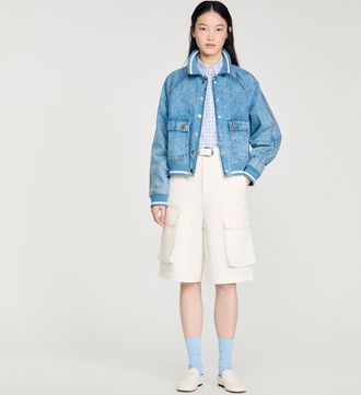 Sandro Rib-trimmed denim jacket