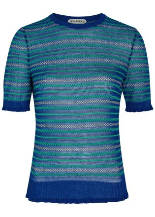 J.W.Anderson Fair Isle Sheer Cotton-blend top - Blue - S (UK8-10 / S)