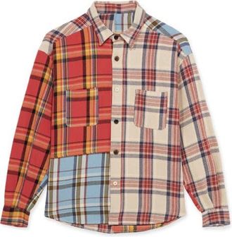 Fortela Rosebowlp Cotton Shirt with Pockets in Patchwork Tartan at Nordstrom, Size Xx-Large