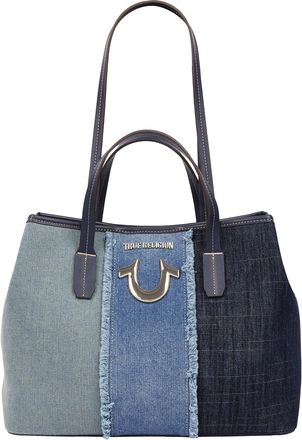 True Religion Frayed Denim Horseshoe Tote with Removable Wristlet