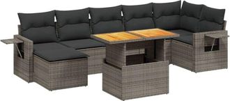 vidaXL Vidaxl - Set De Sof&aacute;s De Jard&iacute;n 8 Pzas Y Cojines Rat&aacute;n Sint&eacute;tico Gris