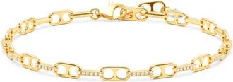 Crislu Pav&eacute; Link Paperclip Bracelet in 18 Kt Yellow Gold Clear Cz at Nordstrom, Size 7