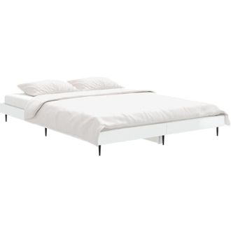 vidaXL Estructura De Cama Madera De Ingenier&iacute;a Blanco Brillo 140x190cm Vidaxl