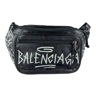 Balenciaga Black White Leather Fanny Pack Sling Bag (Pre-Owned)