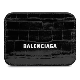 Balenciaga (WMNS) Balenciaga Cash Card Holder Crocodile Embossed Black White 5938121LRR39660