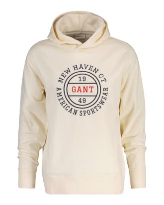 GANT Kapuzensweatshirt GANT GRAPHIC HOODIE, Herren, Gr. 4XL, cream, Sweatware, Obermaterial: 80% Baumwolle, 20% Polyester, unifarben, regular fit normal, R