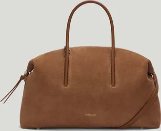 DeMellier The Midi Stockholm in Deep Tan Suede & Deep Tan Smooth Leather Top handle bag