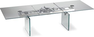 Naos Ausziehbarer Designer Esstisch Quasar 200-280 x 110 cm - Klarglas
