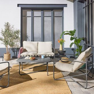 Sweeek Conjunto de jard&iacute;n de acero, 4 plazas, antracita