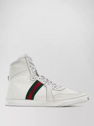 Gucci leather stretch sneakers high top stripe