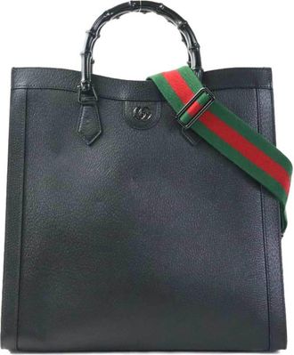 Gucci Black Leather Handbag Shoulder Bag (Pre-Owned)