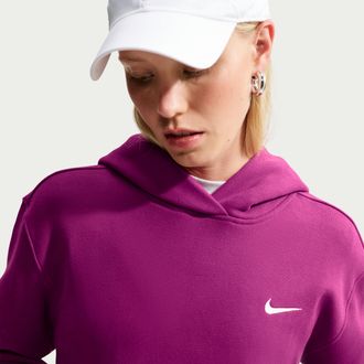Nike Womens Studio Fleece Medium Weight Pullover Hoodie in Red | IR8301-630