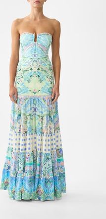 Camilla Jersey Spliced Tiered Skirt in Midsummer Mosaics at Nordstrom, Size Xx-Large Au