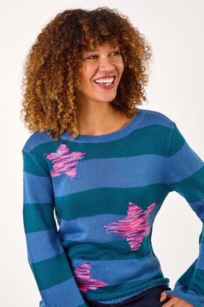 Roman Star Stripe Crew Neck Knit Jumper