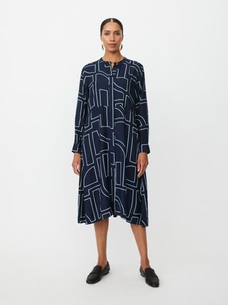 Masai Nataly Long Sleeve A-Line Midi Dress in Navy Blazer at Nordstrom, Size Xx-Large