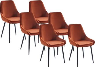 Vente-Unique Juego de 6 sillas - Terciopelo y metal negro - Terracota - MASURIE