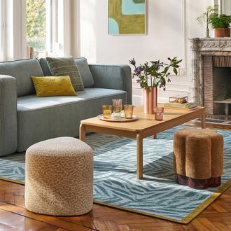 La Redoute Interieurs Fluwelen poef, gelakt onderstel, JUSTY