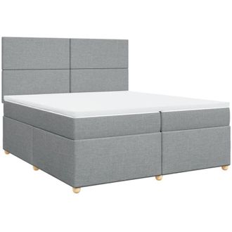 vidaXL Vidaxl - Cama Box Spring Con Colch&oacute;n Tela Gris Claro 200x200 Cm