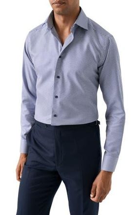 Eton Slim Fit Houndstooth King Twill Dress Shirt in Dark Blue at Nordstrom Rack, Size 14.5