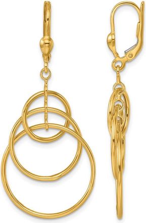 Diamond2Deal 14K Yellow Gold Fancy Triple Circle Drop Dangle Earrings