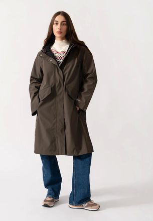 Ilse Jacobsen Womens Ilse Jacobsen Daybreak Womens Long Softshell Raincoat - Wren 259 - Brown - Size: UK14 eu40 us12