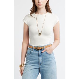 Treasure & Bond Cap Sleeve Stretch Cotton & Modal Rib T-Shirt in Ivory Egret at Nordstrom, Size Xx-Small