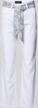 Marc Cain Hose mit Bindeg&uuml;rtel in Weiss, Gr&ouml;&szlig;e 36
