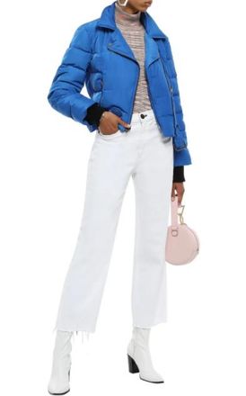 Diane Von F&uuml;rstenberg DVF Blue Down Puffer Biker Jacket Size M