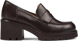 Doucal's Mocassini in pelle con tacco largo - Marrone