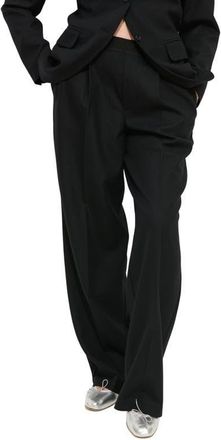 Alex Mill Primrose Pleated Wool Pull-On Trousers in Black at Nordstrom, Size 12