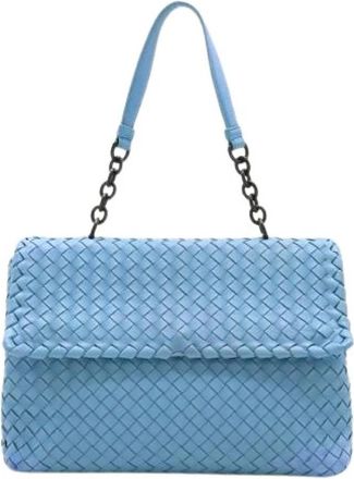 Bottega Veneta Pre-owned Intrecciato Leren Schoudertas - Dames - Vintage Schoudertas - Blauw - ONE Size - Leer - Vintage