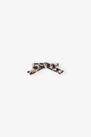 Ganni Mixed Leopard Eyelet Bow Barrette