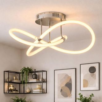 Wofi Leuchten Lampada Da Soffitto Dimmerabile Con Telecomando Plafoniera A Led Per Soggiorno Lampada Di Design, Metallo Cromato, Plastica Bianca, 39w 4900lm Bianco 