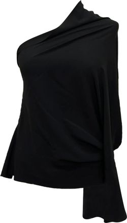 Rick Owens One-Shoulder Blouse in Black Acetate