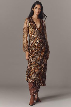 Bl^nk London Frinaya Long-Sleeve V-Neck Midi Dress