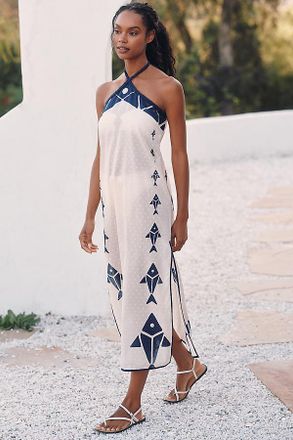 Farm Rio x Anthropologie Graphic Halter Dress