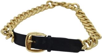 Chanel Pre-owned Leather Belt - Dames - Vintage Accessoires - Zwart - ONE Size - Leer - Vintage