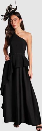Coast One Shoulder Satin Maxi Dress in Black at Nordstrom, Size 8