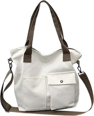 Generic Unisex Fashion Solid Soft Casual Totel Bag Canvas Bag Messenger Bag Shoulder Bag Small Shoulder Bags for Women (White, One Size)