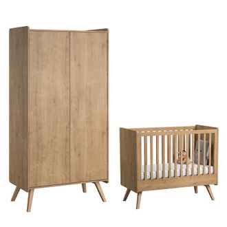 Vox Lit B&eacute;b&eacute; Et Armoire 2 Portes Vox Vintage Bois