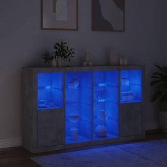 Berkfield Home Sideboards with LED Lights 3 pcs Concrete Grey Engineered Wood