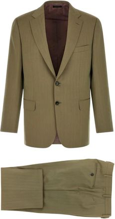 Brioni Brunico Pak - Heren - Business pakken - Groen - L - Wol - Kostuums