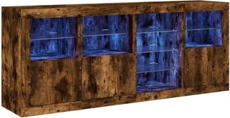 vidaXL Sideboard with led Lights Smoked Oak 164x37x67 cm Vidaxl