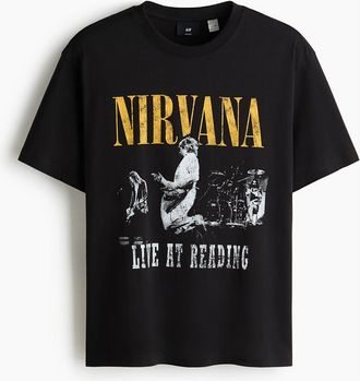 H&M Loose fit t-shirt in Black/nirvana at Nordstrom, Size X-Large