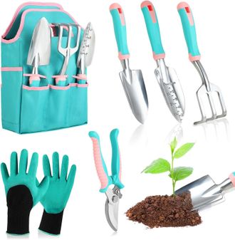 OEM Juego De 6 Herramientas De Jardiner&iacute;a De Acero Inoxidable - Kit De Jardiner&iacute;a Para Adultos Con Bolsa De Almacenamiento - Pala De Jardiner&iacute;a Ergon&oacute;mica