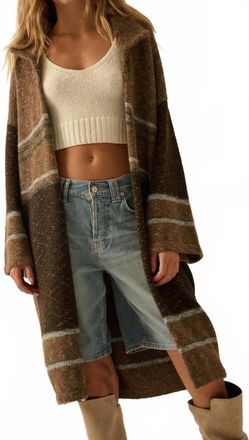 Promesa Striped Confetti Duster Cardigan Top In Taupe
